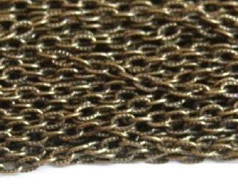 45 ft  Antiqued Brass finished  texture cable chain 3X5mm- unsoldered