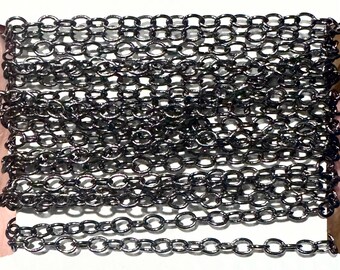 32ft  Gunmetal round cable chain 4X5mm - Soldered Links