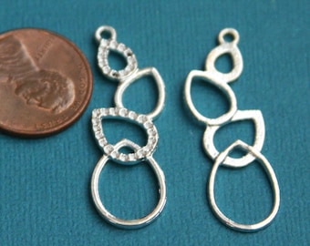 Silver Teardrop Pendant: 4-Layer Zinc Alloy Charms (20 pcs)