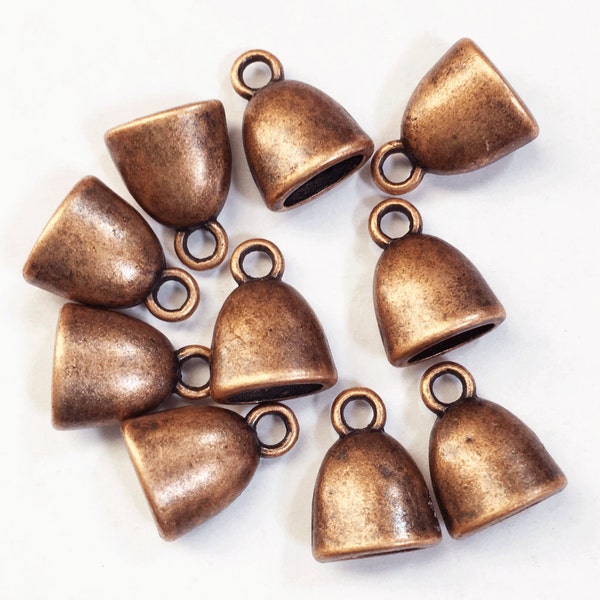 20 pcs  Antique Copper plated alloy glue in end caps 13x10mm, bulk antique Copper glue in caps, antique  Copper plated end caps