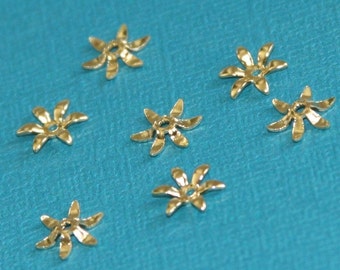 100 pcs  Gold color  brass flower bead cap 7.5mm