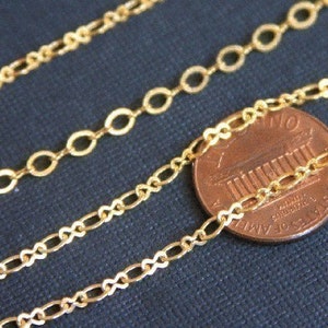 Gold Plated Figure 8 Chain: Brass Connector Links (10 ft)
