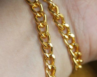 16 ft  Aluminum Curb open link chain  7X10mm - Gold color
