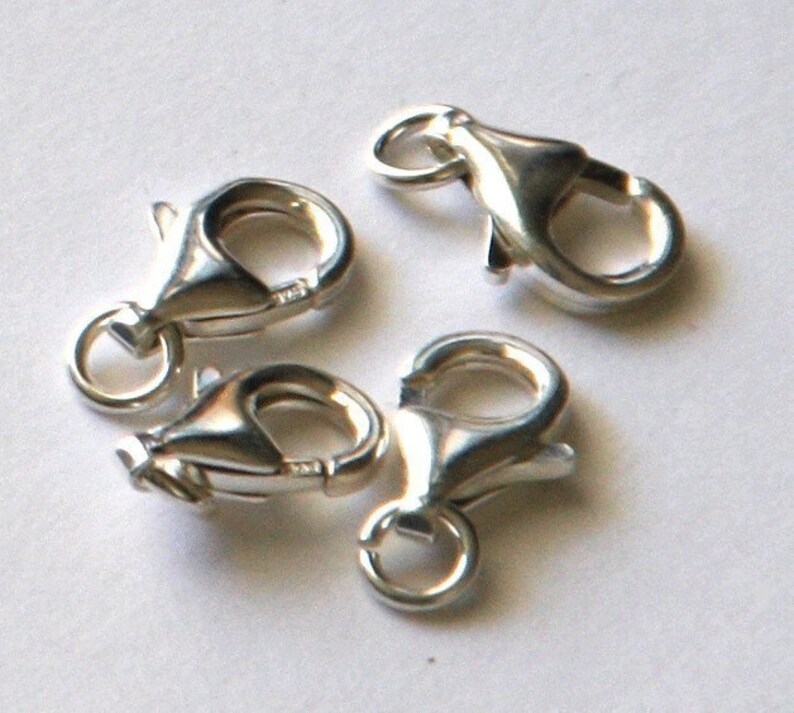 4 Pcs Sterling Silver Lobster Clasp With Loop 12x7mm Etsy