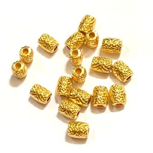50 Gold Alloy Drum Spacer Beads: 8x7mm Barrel Beads