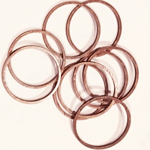 Antiqued copper plated brass round connector rings 20mm, 1mm thick