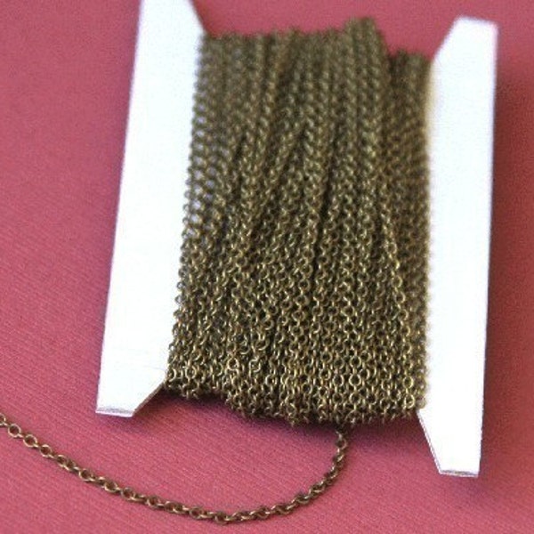 32 ft spool  Antiqued Brass round cable chain 2X1.5mm