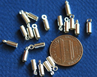 50 pcs  Silver plated end cap with loop for 7.5x3mm