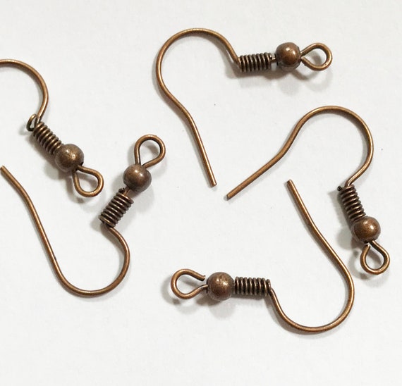 100 Pcs Antiqued Copper Tone Steel Earring Hooks, Bulk Antiqued