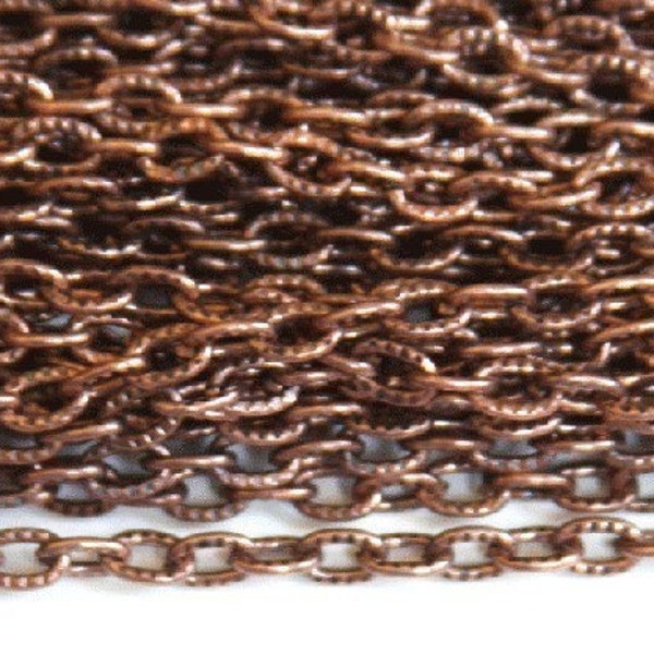 15 ft  Antiqued copper finished texture cable chain 3X5mm - unsoldered