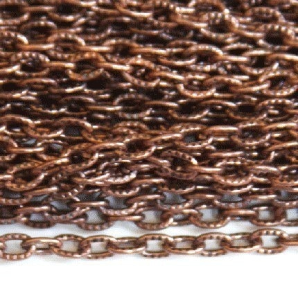 15 ft  Antiqued copper finished texture cable chain 3X5mm - unsoldered