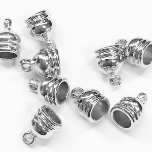 40 Platinum Alloy Glue In End Caps: Jewelry Findings (7x11mm)