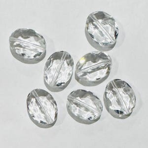 6 Clear Oval Crystal Beads: Electroplated Faceted Beads (12x15mm)