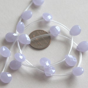 18 pcs  light Lavender glass faceted flat briolette beads 9X11mm