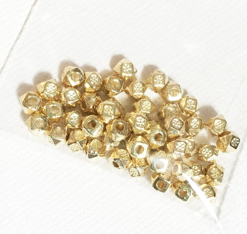 90 Light Gold Polygon Spacer Beads: 3x3.5mm Zinc Alloy image 3