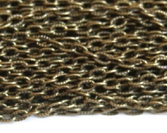 45 ft  Antiqued Brass finished texture cable chain 3X5mm- unsoldered