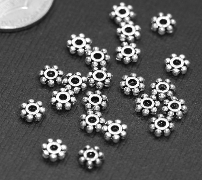 100 Stück antique Silber Blumen Spacer Daisy Spacer 5mm Bild 1