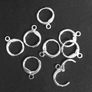 Bulk 100 PCs Silver plated round leverback earwire 12mm, bulk silver leverback earring hook image 2