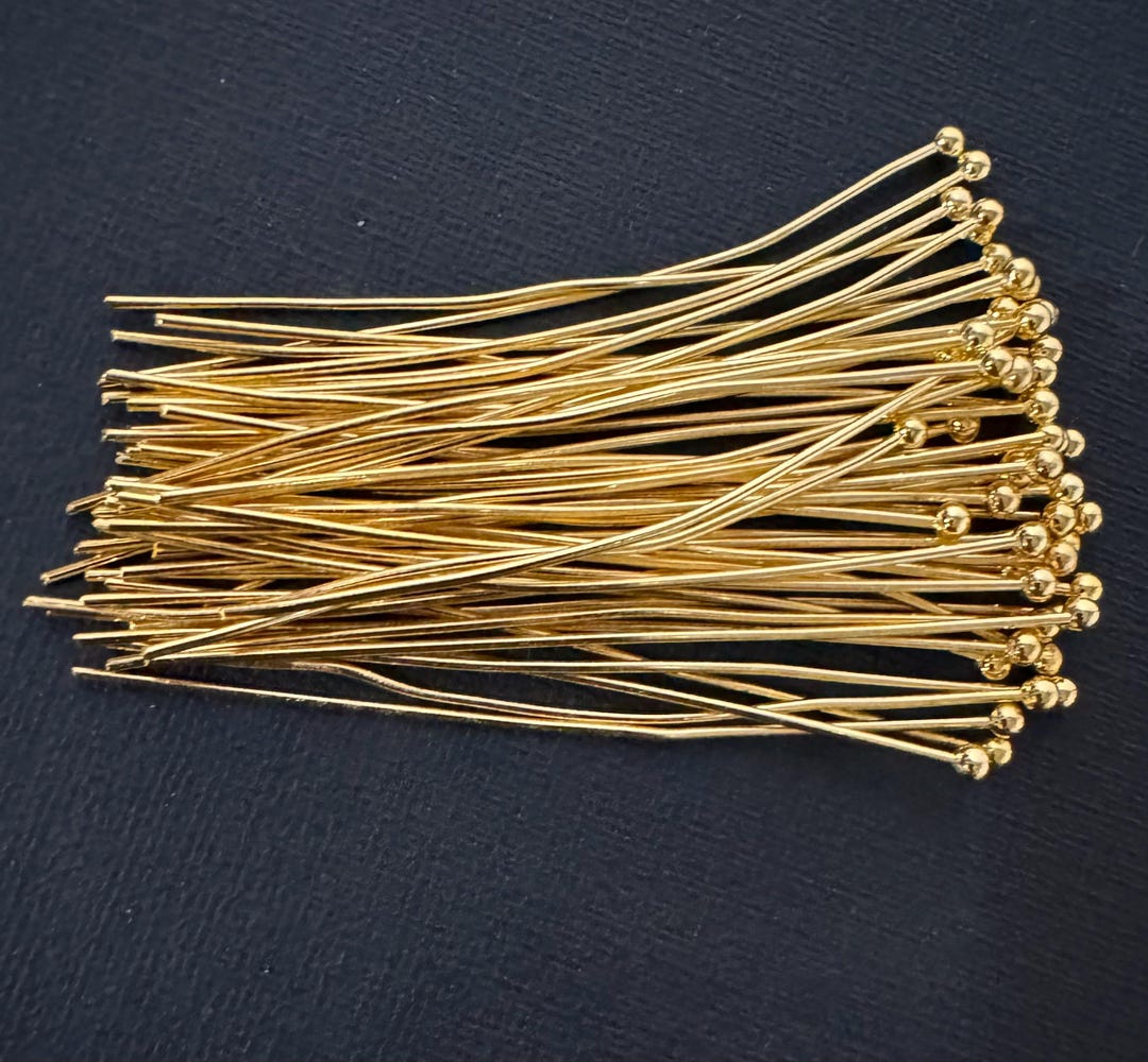 Pin 22 50 Gold Plated Brass Ball Head Pins: 22 Gauge, 1.75 Inch - Etsy
