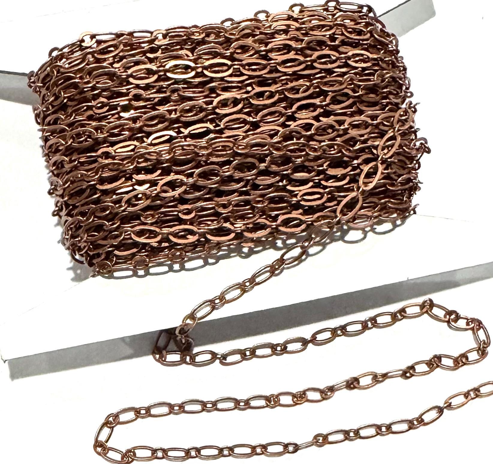 Antiqued Copper chain Long and Short chain 4X2mm- Soldered Links 32ft