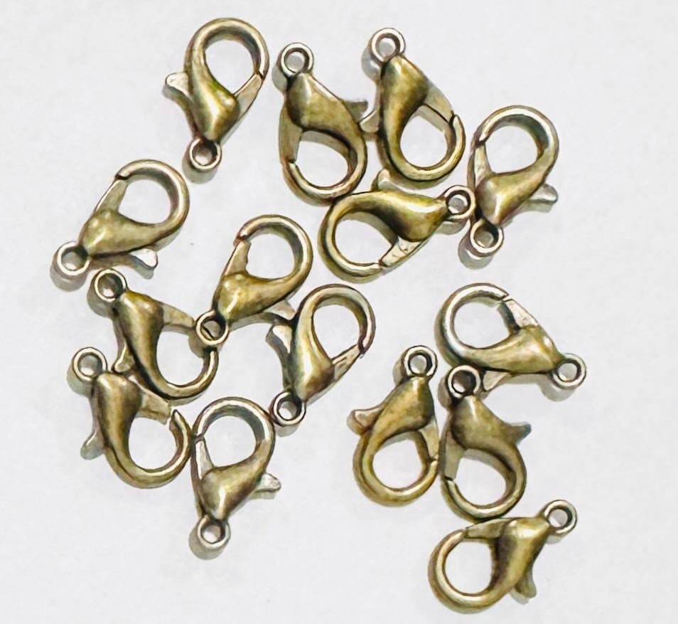 50 Antique Brass Parrot Clasps: Zinc Alloy Lobster Clasps (12x6mm