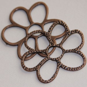 6 pcs  antique Copper  flower links 40x36mm