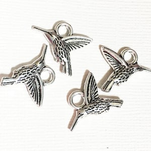Bulk 50 pcs  antique silver hummingbird charm 18x14mm