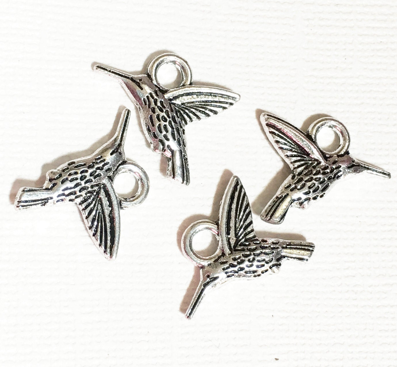 100 Ciondoli Colibrì Argento Per Gioielli Fai Da Te – Piccoli Charms 1,8×1,5 Cm In Lega, Ideali Per Bracciali, Collane E Orecchini - 2