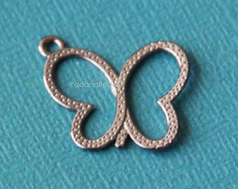 20 pcs  Gunmetal plated butterfly pendant drop 17x19mm, bulk butterfly charm