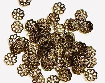 100 pcs antique brass flower bead caps 6mm