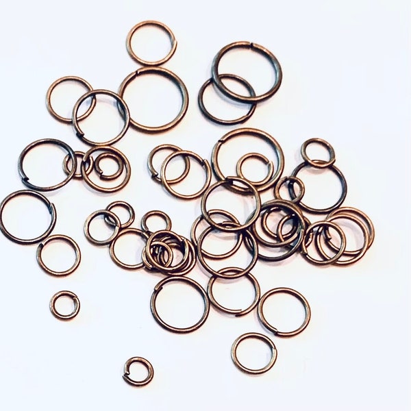 500  assorted sizes antique Copper color jump rings 4mm, 5mm, 6mm,8mm, 10mm