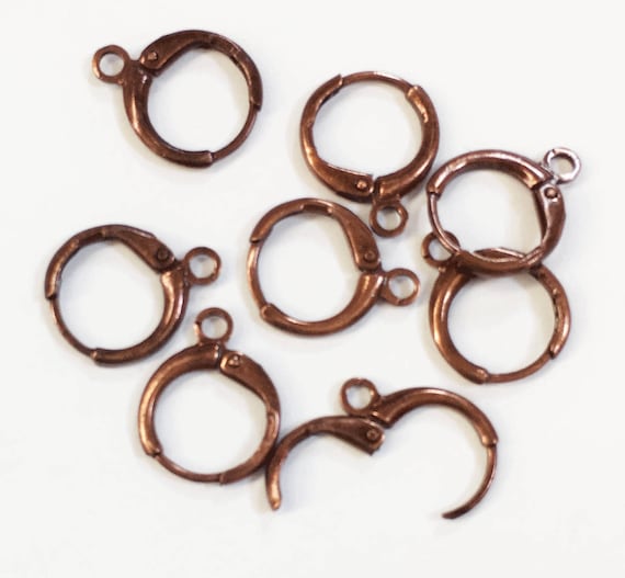 30 Antique Copper Leverback Earring Hooks - 12mm Brass Earwires
