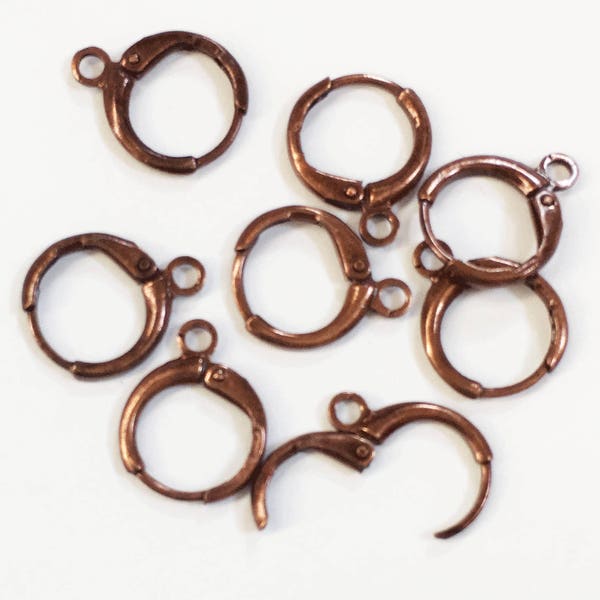 Bulk 100 PCs  Antique copper round  leverback earwire 12mm, bulk antique copper leverback earring hook