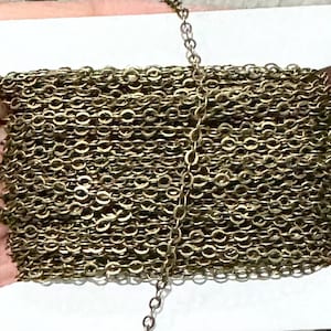 32 ft spool  Antiqued Brass Tiny Flat Soldered Cable Chain 2mm