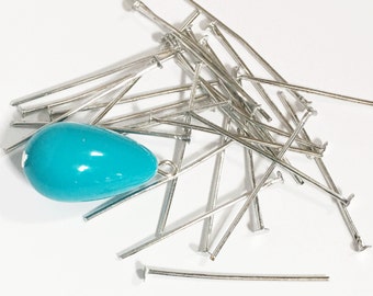 550 Antique Silver Plated Head Pins: 21 Gauge, 0.78 Inch