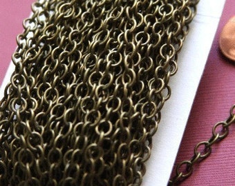 32ft spool  Antiqued Brass round cable chain 4X5mm - Soldered Links