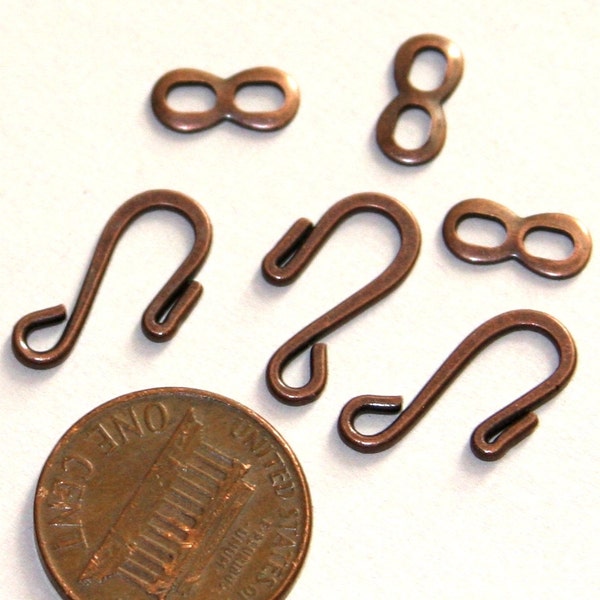 30 sets of Antique Copper clasp flat  hook and eye clasps  18X9mm