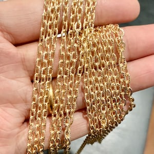10 ft  light gold plated texture cable chain 3X5mm- unsoldered