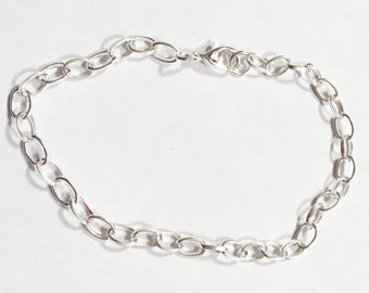 Bulk 20 pcs  Silver plated chain bracelet with lobster clasp 8inch long, bulk finished bracelet for charm bracelet