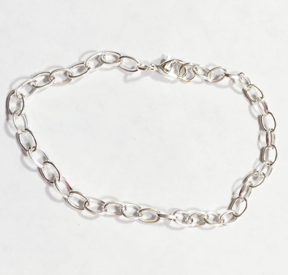 20 Silver plated chain bracelet with lobster clasp 8inch long bulk finished bracelet for charm bracelet