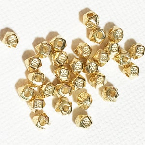 90 Light Gold Polygon Spacer Beads: 3x3.5mm Zinc Alloy image 2