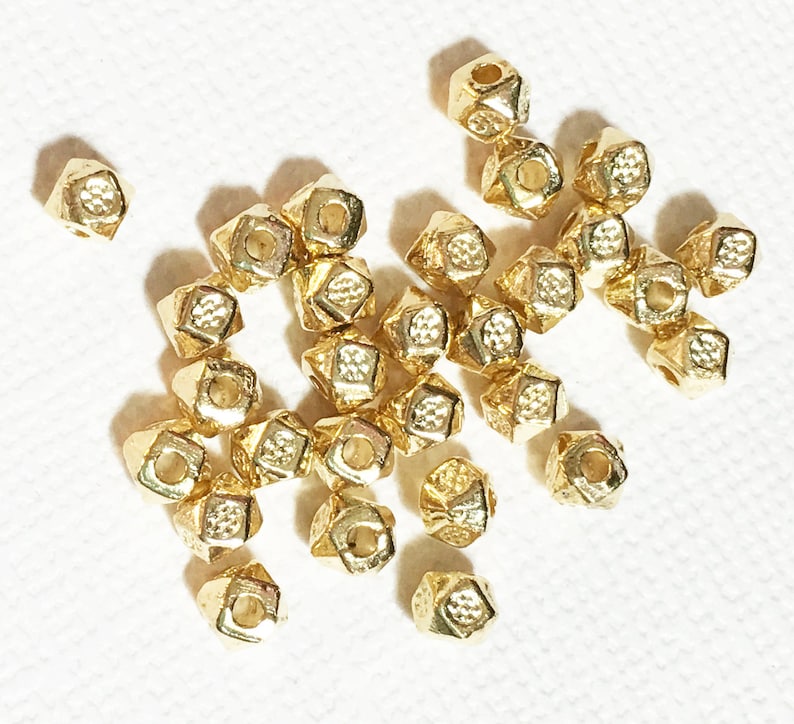 90 Light Gold Polygon Spacer Beads: 3x3.5mm Zinc Alloy image 2
