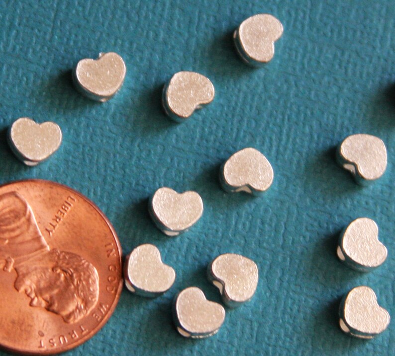 50 pcs silver Plated heart beads 6x5mm