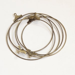 Bulk 100 antique brass beading  hoops 40mm
