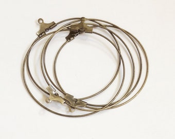 Bulk 100 antique brass beading  hoops 40mm