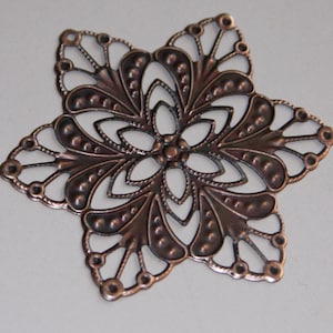 10 pcs  Antique copper filigree flower wrap 60mm