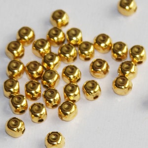 100 pcs  gold plated brass square cube beads 4x5mm