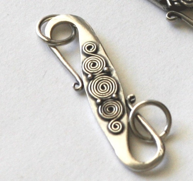 0.925 Bali Oxidized sterling silver S clasp with swire 31mm 1 pc of