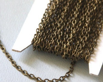 90ft  Antiqued Brass finished iron round cable chain 2.6X3.9mm - unsoldered