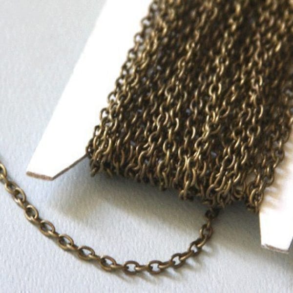 90ft  Antiqued Brass finished iron round cable chain 2.6X3.9mm - unsoldered